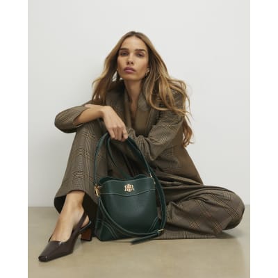 Green RIR Lock Front Bucket Bag