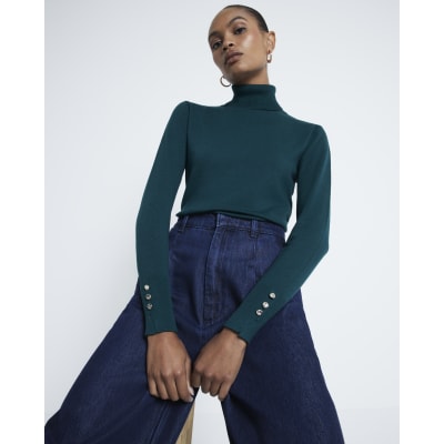 Green roll neck top sales