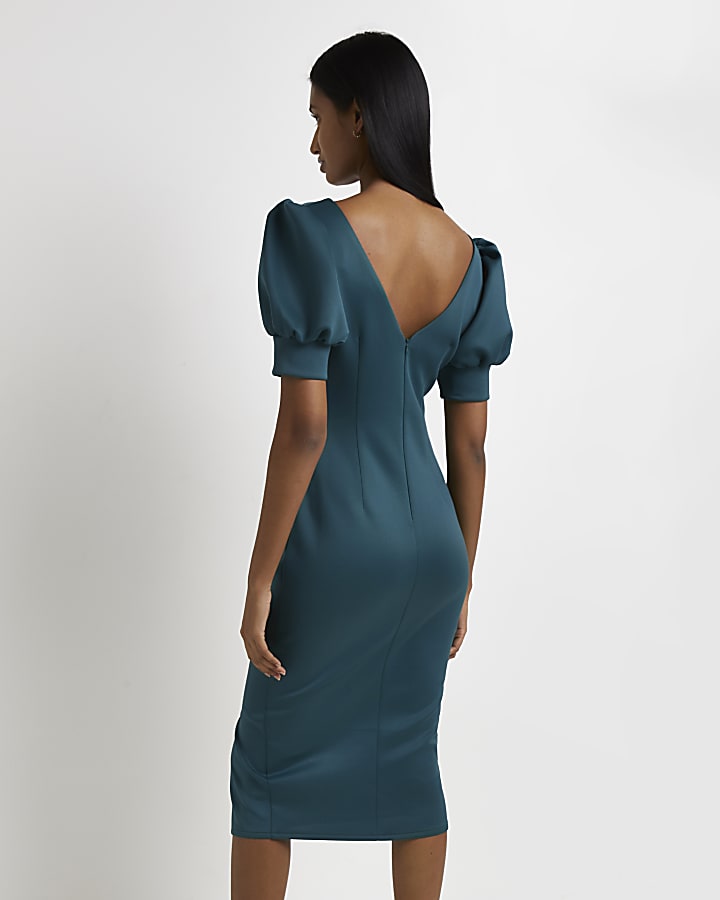 Green ruched bodycon Dress