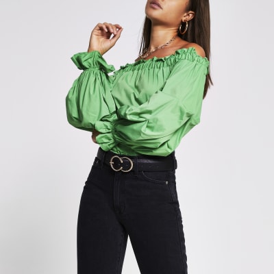 river island green jeans