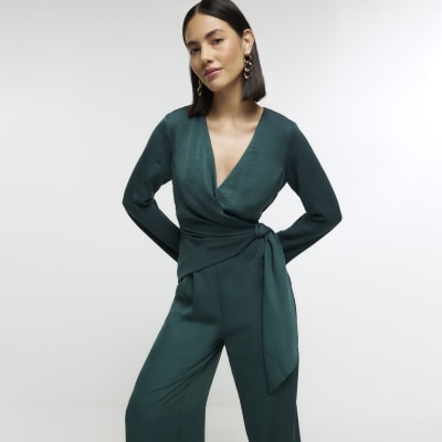 River island green store jumpsuit