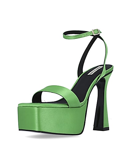 360 degree animation of product Green satin platform heels frame-0