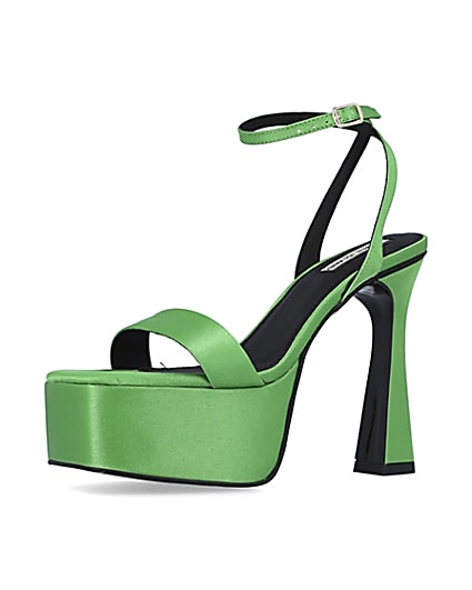 360 degree animation of product Green satin platform heels frame-1