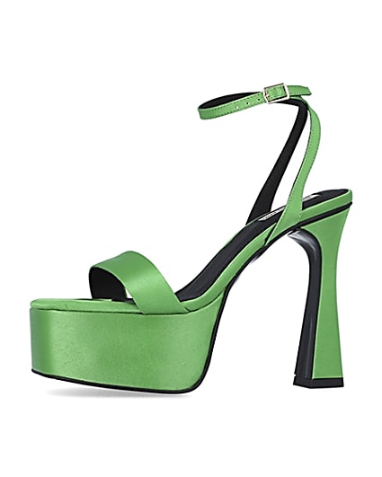 360 degree animation of product Green satin platform heels frame-2