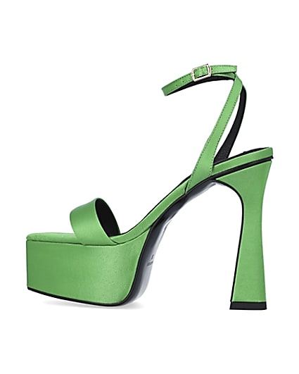 360 degree animation of product Green satin platform heels frame-4