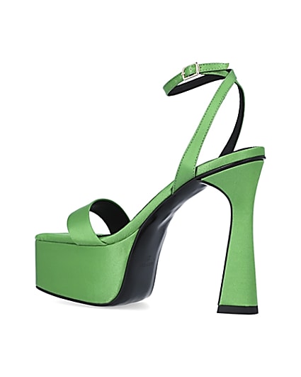 360 degree animation of product Green satin platform heels frame-5