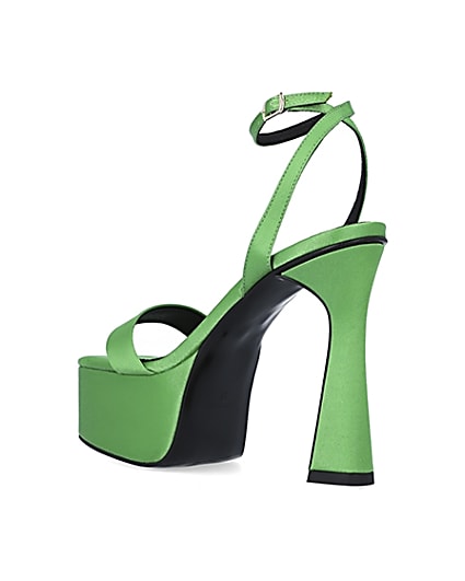 360 degree animation of product Green satin platform heels frame-6