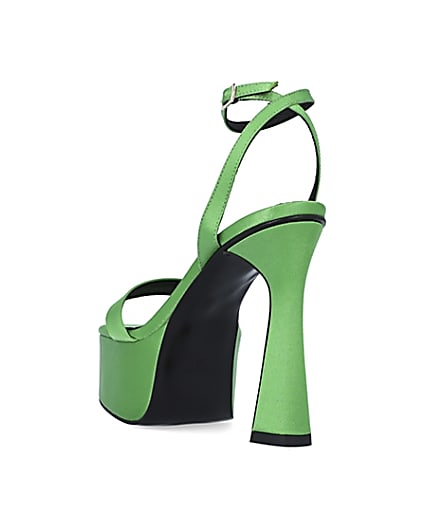 360 degree animation of product Green satin platform heels frame-7