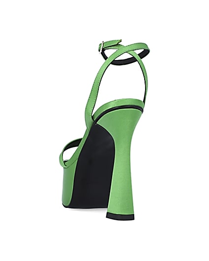 360 degree animation of product Green satin platform heels frame-8