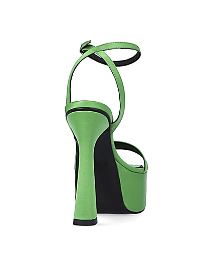 360 degree animation of product Green satin platform heels frame-10