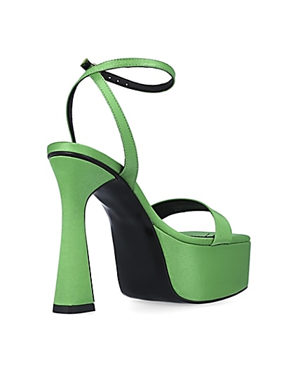 360 degree animation of product Green satin platform heels frame-12