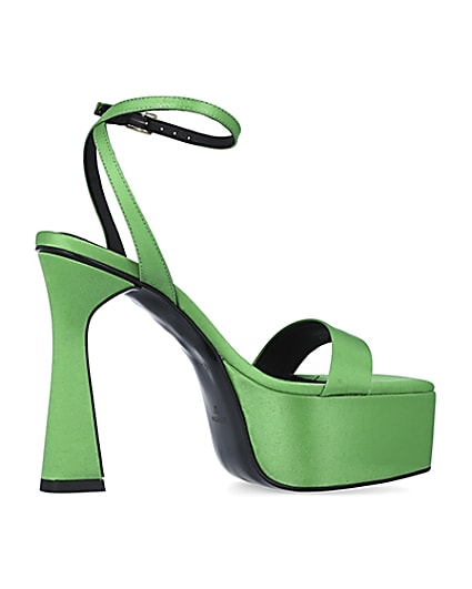 360 degree animation of product Green satin platform heels frame-14