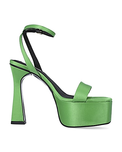 360 degree animation of product Green satin platform heels frame-16
