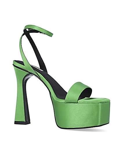 360 degree animation of product Green satin platform heels frame-17