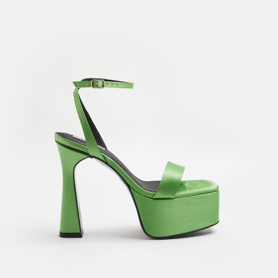 green platform heels