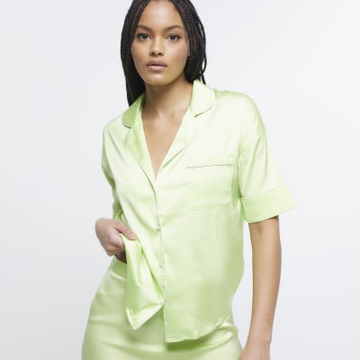 Green satin pyjama top
