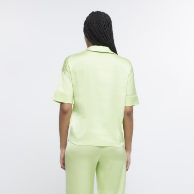 Green satin pyjama top