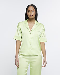 Green satin pyjama top