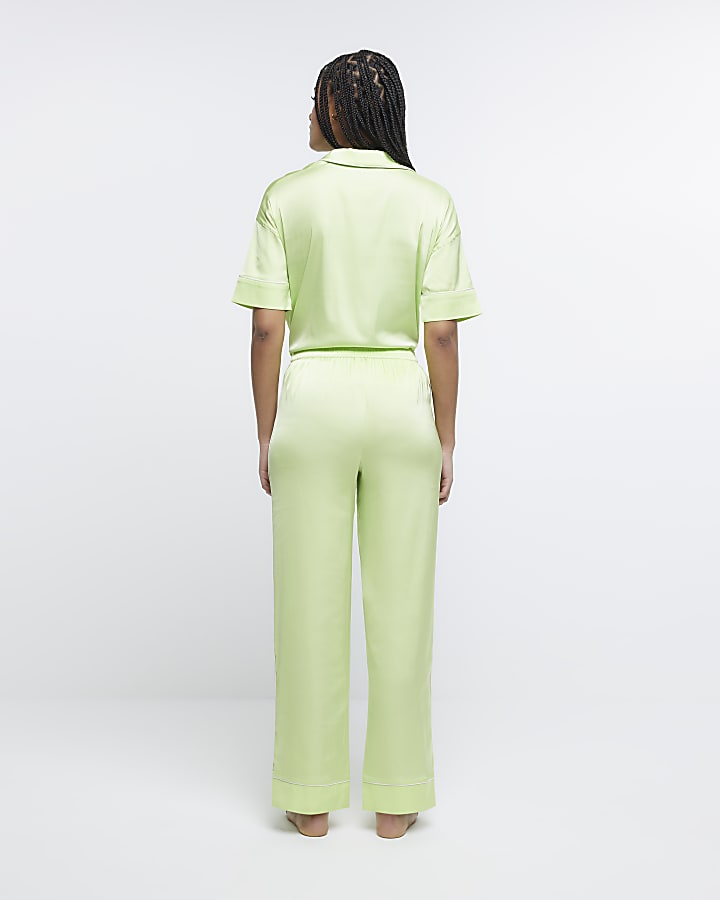 Green satin pyjama trousers