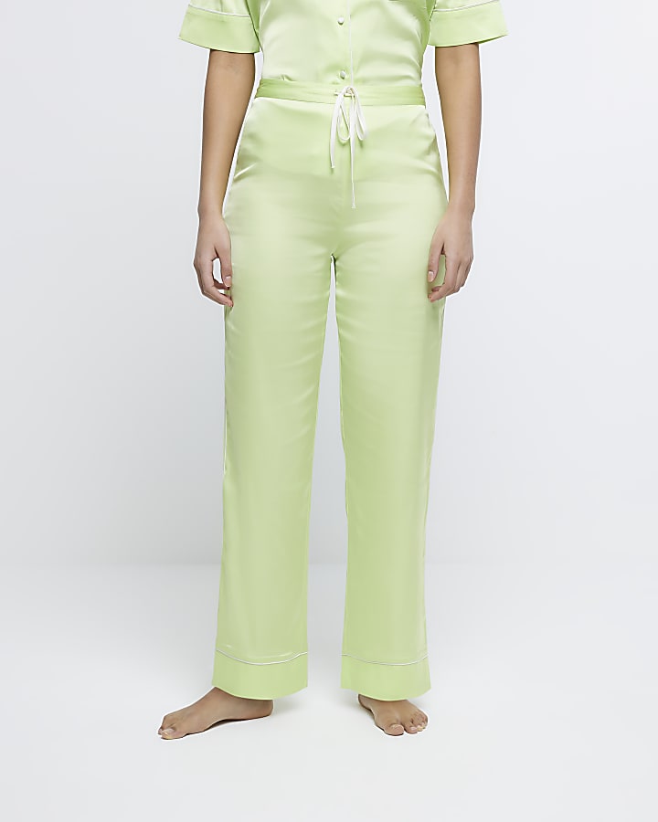 Green satin pyjama trousers