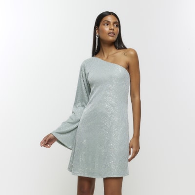 Green sequin shift dress sale