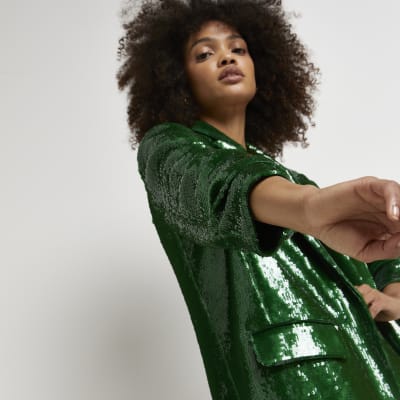 oversized green blazer