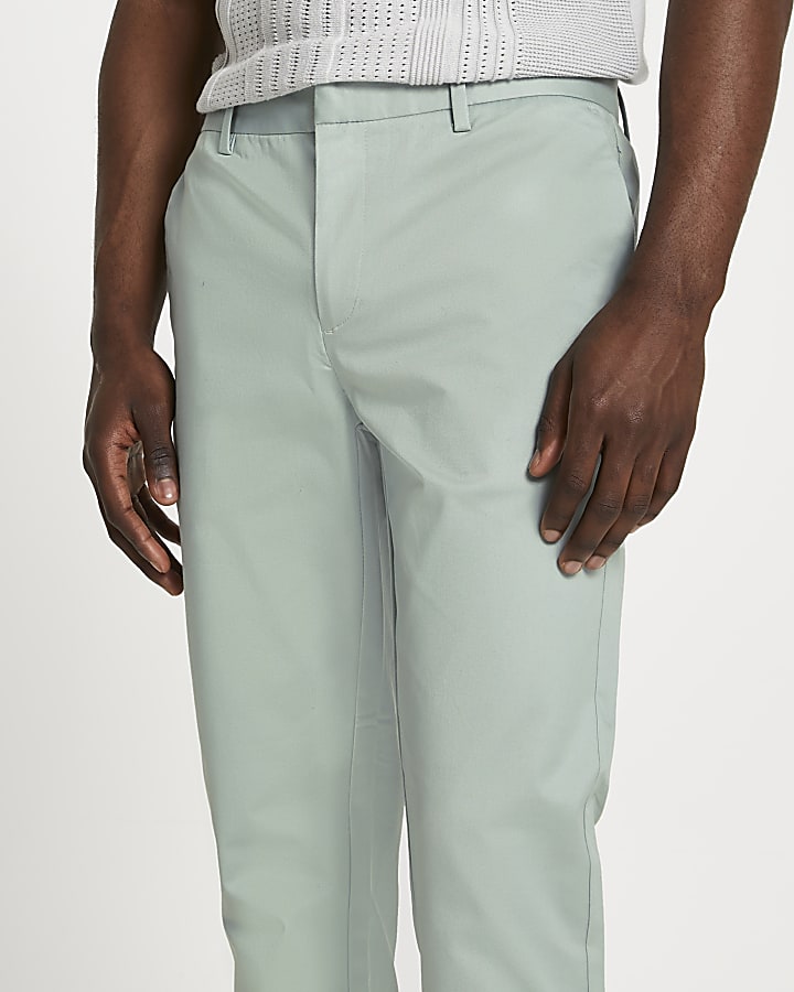Green skinny fit chino trousers
