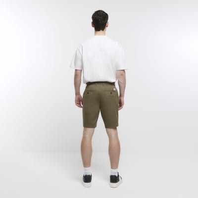 Green slim fit chino shorts River Island