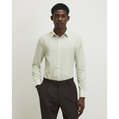 Green Slim Fit Cotton Blend Shirt