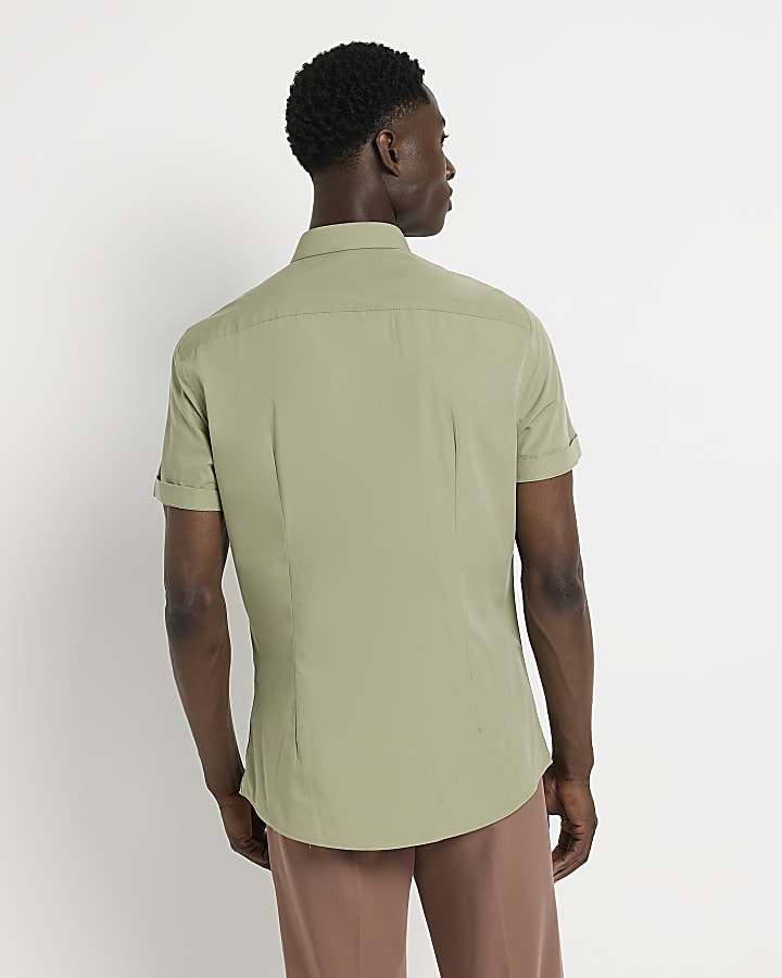 Green slim fit Easy Iron shirt