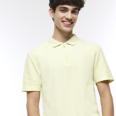 Green slim fit honeycomb polo shirt