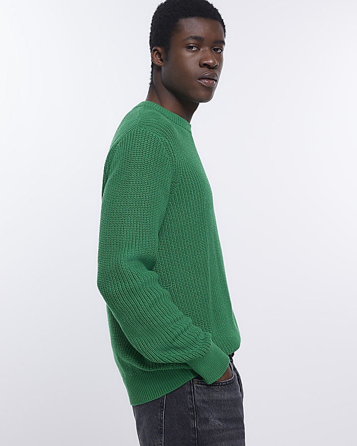 Green slim fit long sleeve jumper