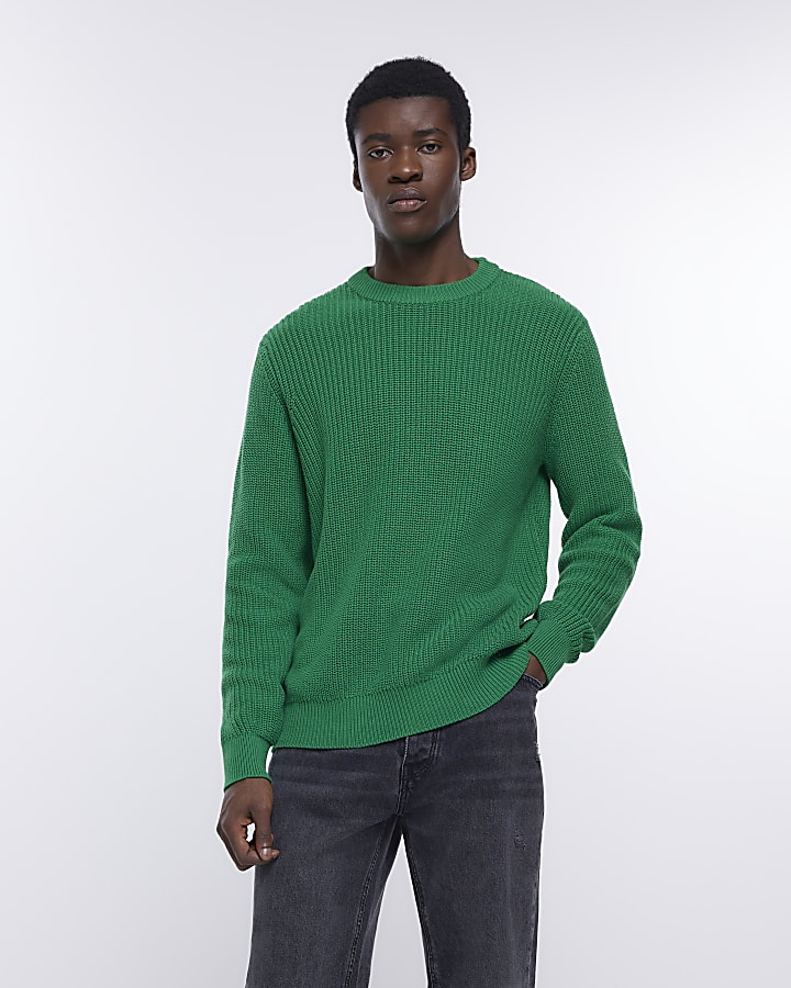 Green slim fit long sleeve jumper