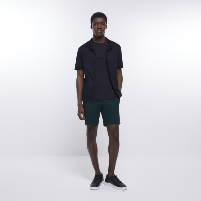 Green slim fit shorts