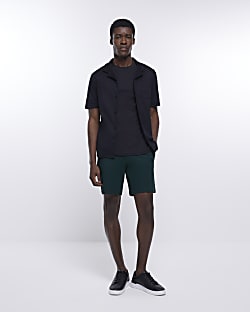 Green slim fit shorts