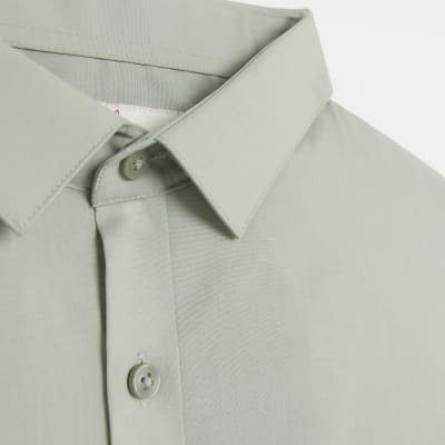 Green slim fit smart shirt River Island