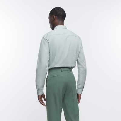 Green slim fit smart shirt River Island
