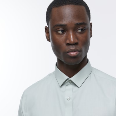 Green slim fit smart shirt River Island