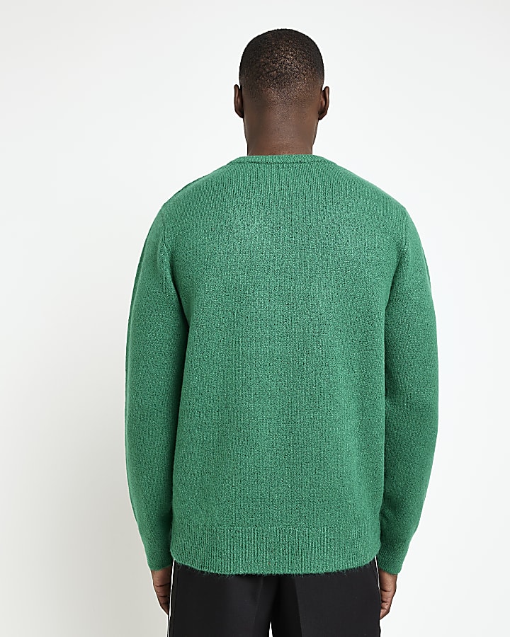 Green slim fit Soft Touch Knitted jumper