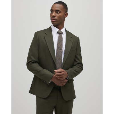 Green Slim Fit Stretch Textured Suit Jacket