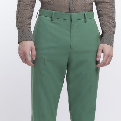 Green slim fit suit trousers