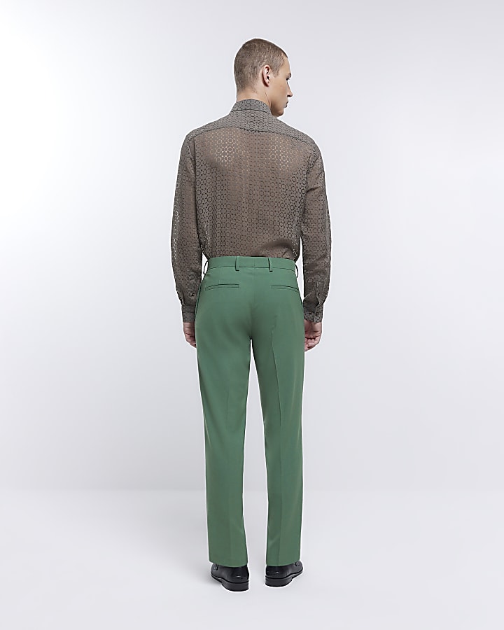 Green slim fit suit trousers