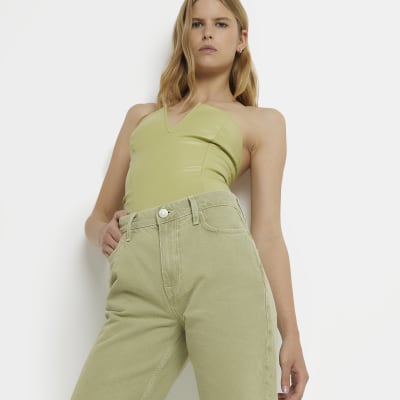 Green straight leg jeans River Island