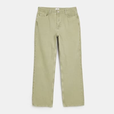 Green straight leg jeans River Island