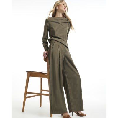 Stripe Barrel Leg Trousers