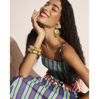 Stripe Cotton Poplin Midi Dress