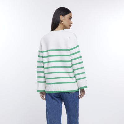 Green stripe knit jumper