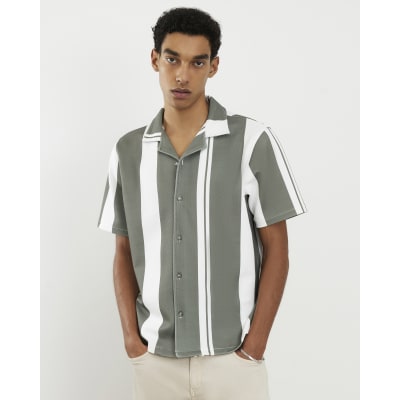 Green Stripe Revere Short Sleeve Shirt