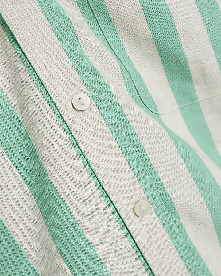 Green stripe shirt with linen blend
