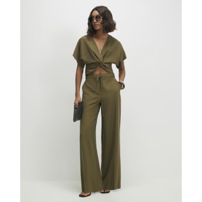 Green Stripe Soft Tailored Trousers